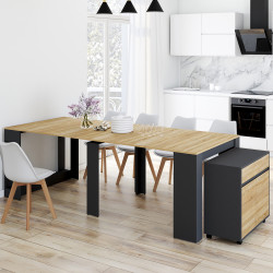 Mesa de comedor extensible para 10 personas, de madera y color negro, 235 cm - ORLANDO