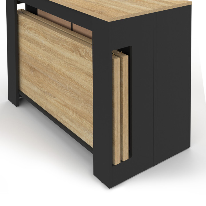 Ausziehbarer Buffettisch für 10 Personen, Holz und Schwarz, 235 cm – ORLANDO