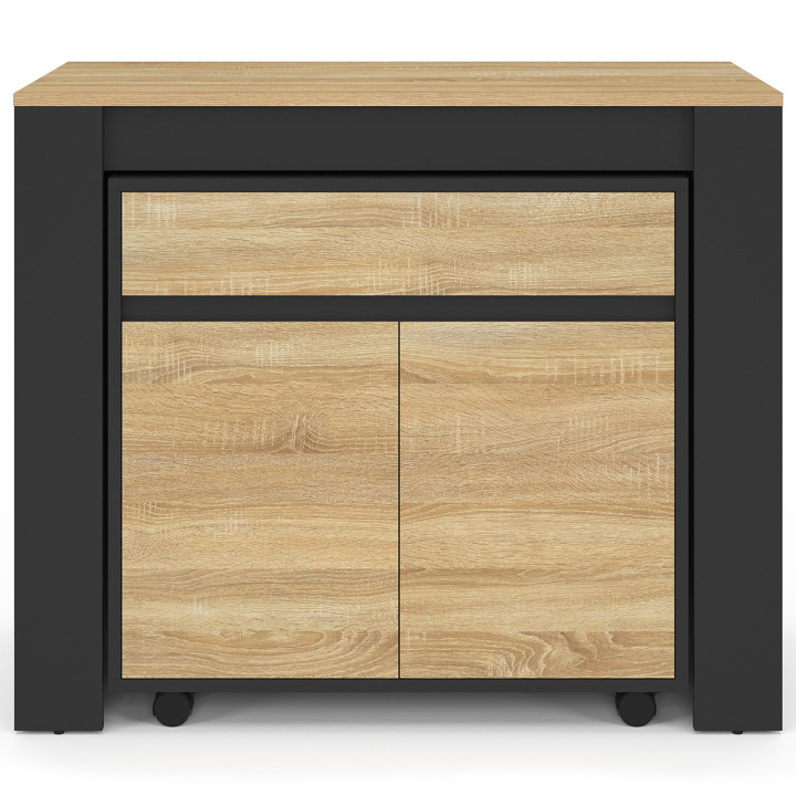 Uitschuifbare buffettafel voor 10 personen, hout en zwart, 235 cm - ORLANDO