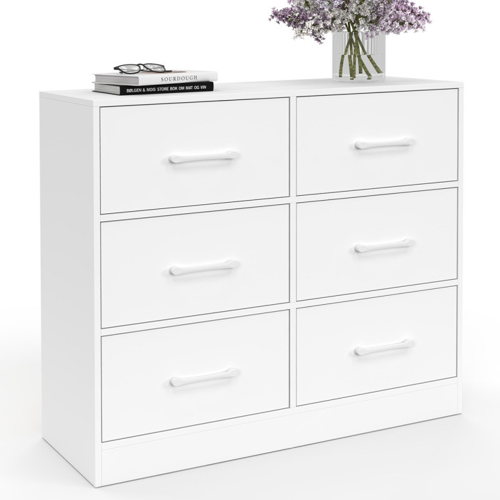 6-laden commode UPPAH 80 cm wit houten opbergmeubel