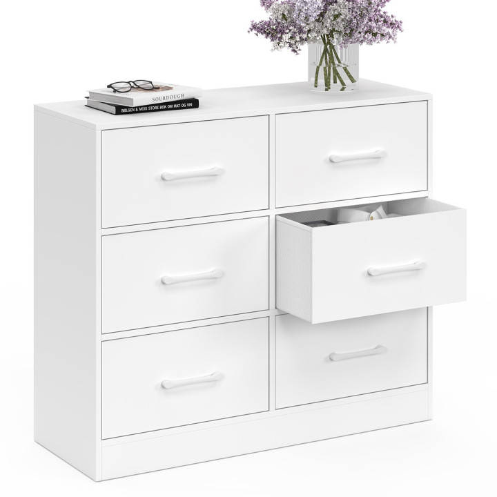 6-laden commode UPPAH 80 cm wit houten opbergmeubel