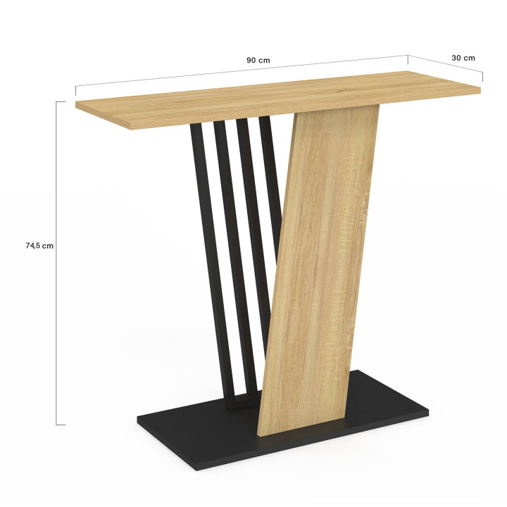 Consola con tapa de madera y pata cruzada negra - VICKY | IdMarket