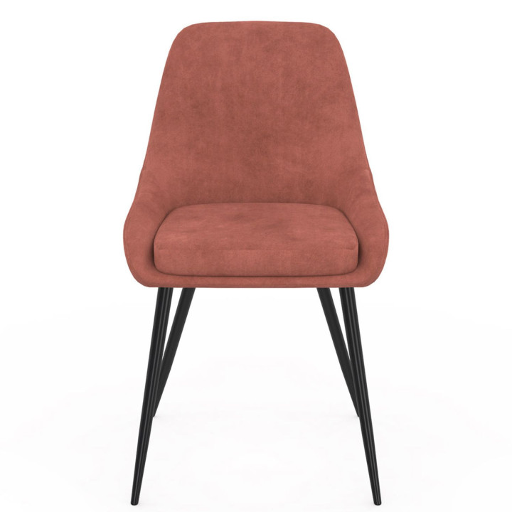 Set van 4 THALYA terracotta fluwelen stoelen met armleuningen