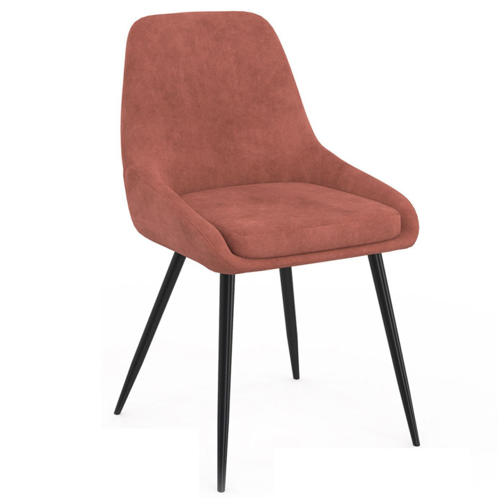 Set van 4 THALYA terracotta fluwelen stoelen met armleuningen