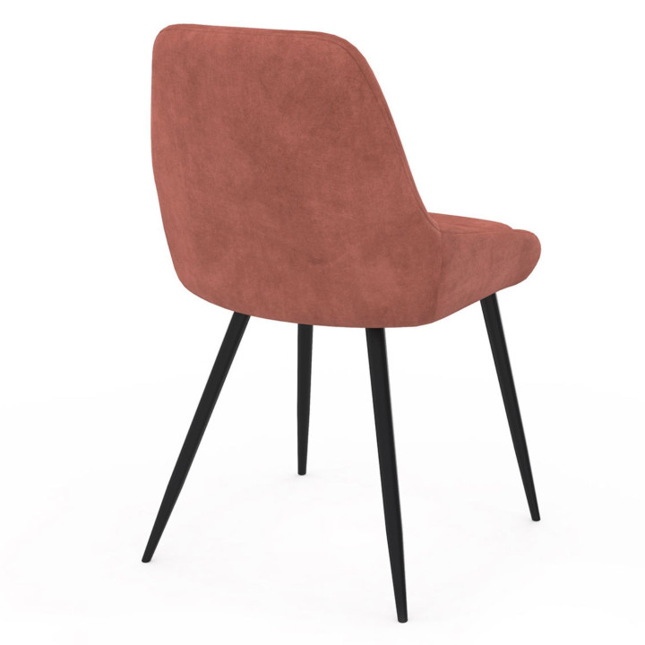 Set van 4 THALYA terracotta fluwelen stoelen met armleuningen