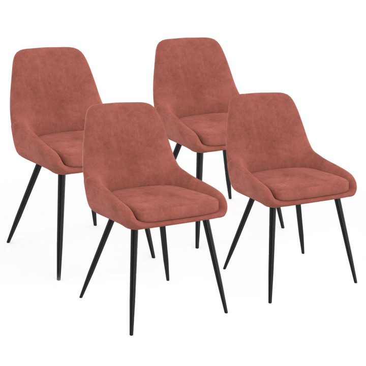 Set di 4 sedie THALYA in velluto terracotta con braccioli