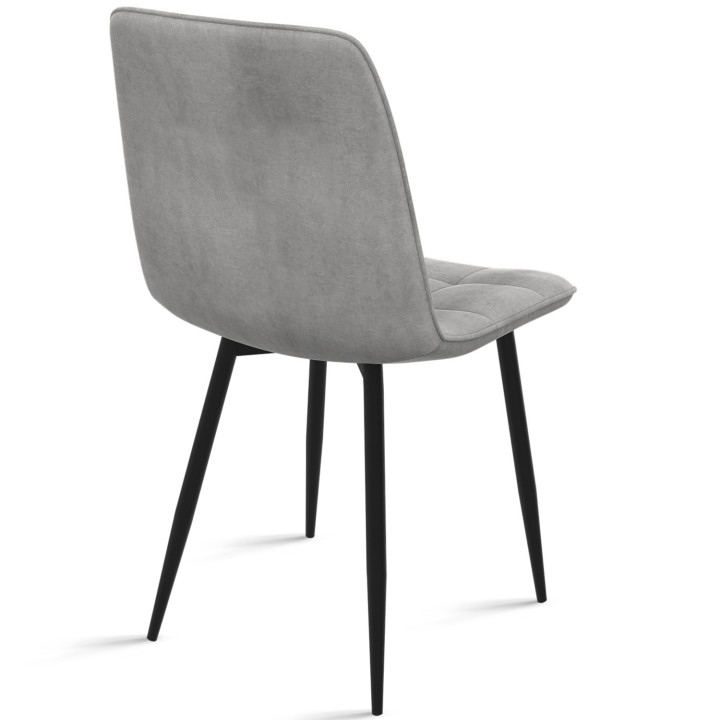 Set x6 lichtgrijze fluwelen stoelen met metalen poten | ID Market