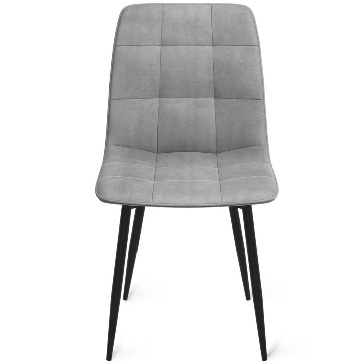 Sillas acolchadas de terciopelo gris claro con patas de metal x6 - MILA | ID Market