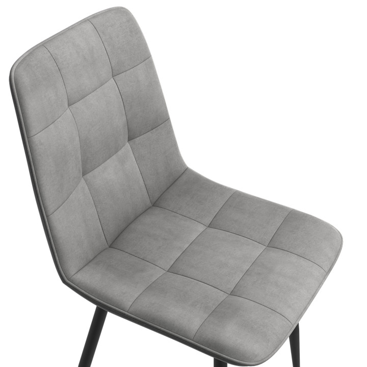 Lot de 6 chaises MILA en velours gris clair pour salle à manger