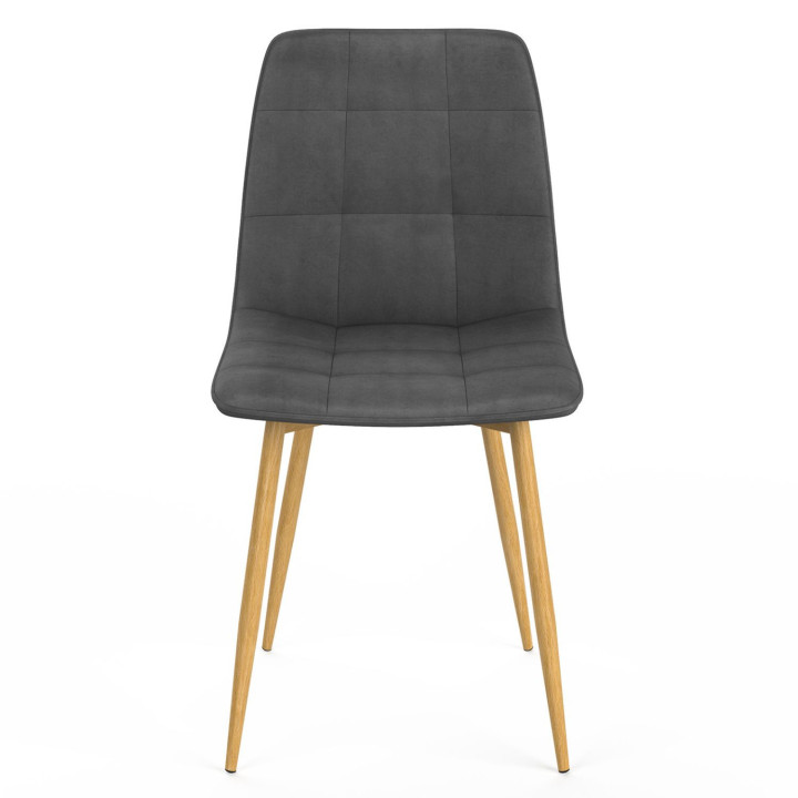 Set di 6 sedie da pranzo MILA in velluto grigio scuro con gambe effetto legno