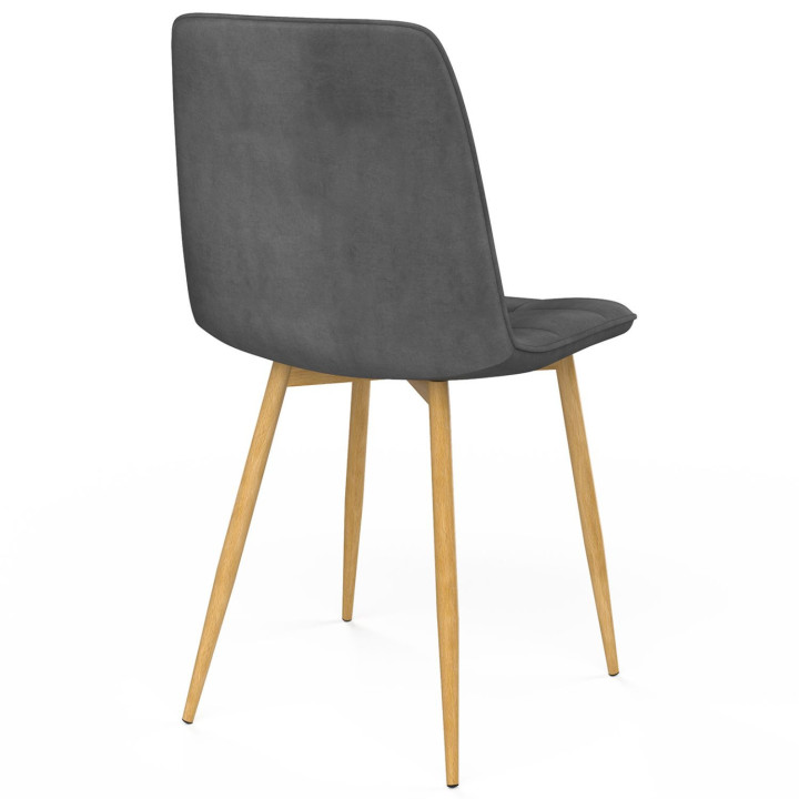 Set di 6 sedie da pranzo MILA in velluto grigio scuro con gambe effetto legno