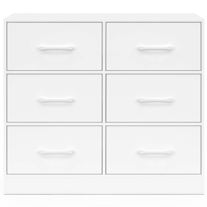 Commode 6 tiroirs en tissu UPPAH 80 cm meuble de rangement bois blanc