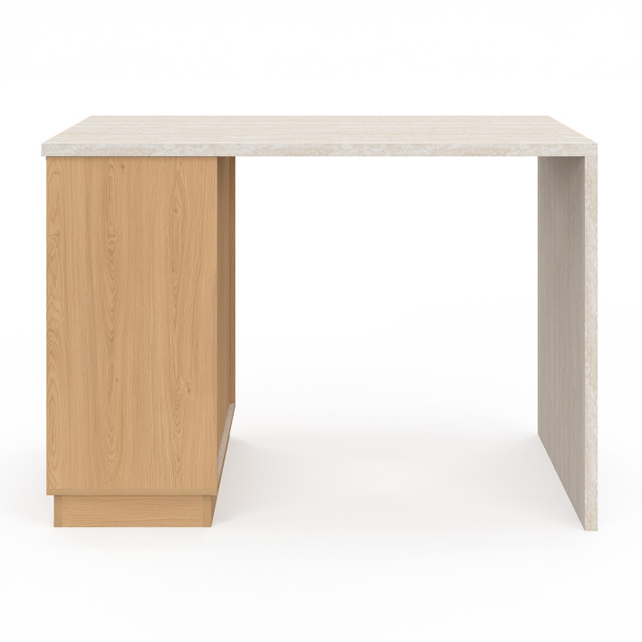 Mesa isla central 4 personas 130 cm tapa efecto madera y travertino - VITO | IdMarket