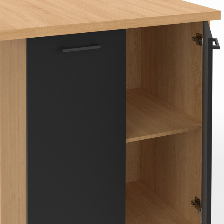 Isla de cocina económica de 100 cm en haya y negro - IVO | ID Market