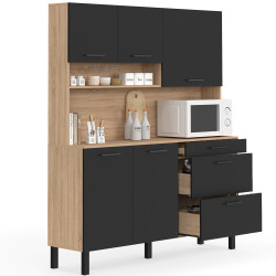 Credenza a 5 ante con 3 cassetti in faggio e nero - CINA