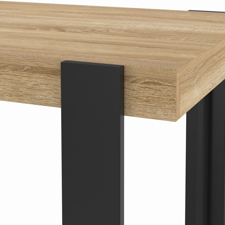 Mesa alta de cocina negra y madera de 90 cm - PHOENIX