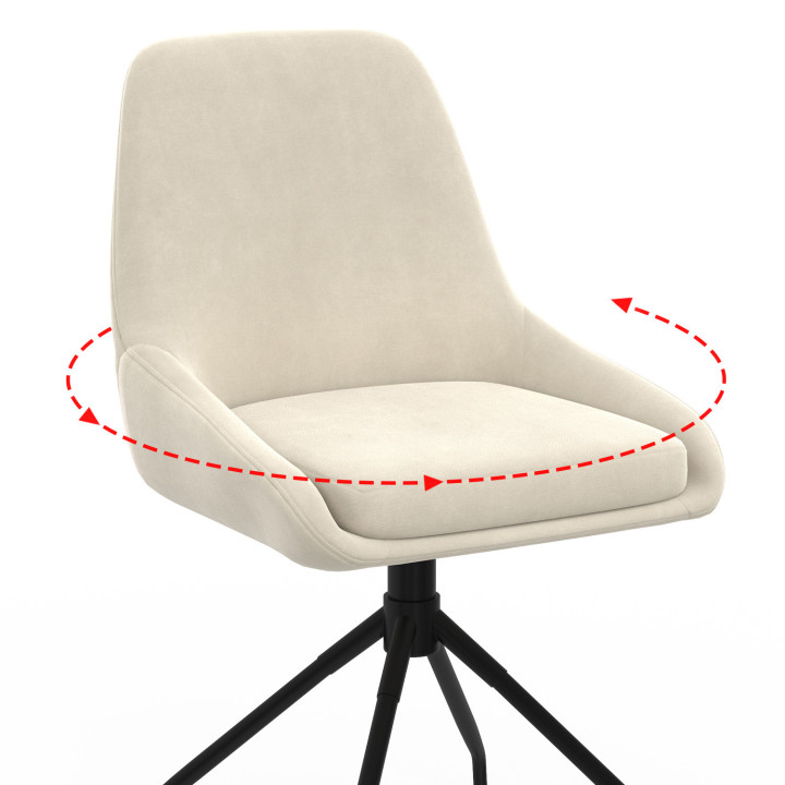 Juego de 4 sillas giratorias de terciopelo beige con reposabrazos - THALYA | IdMarket