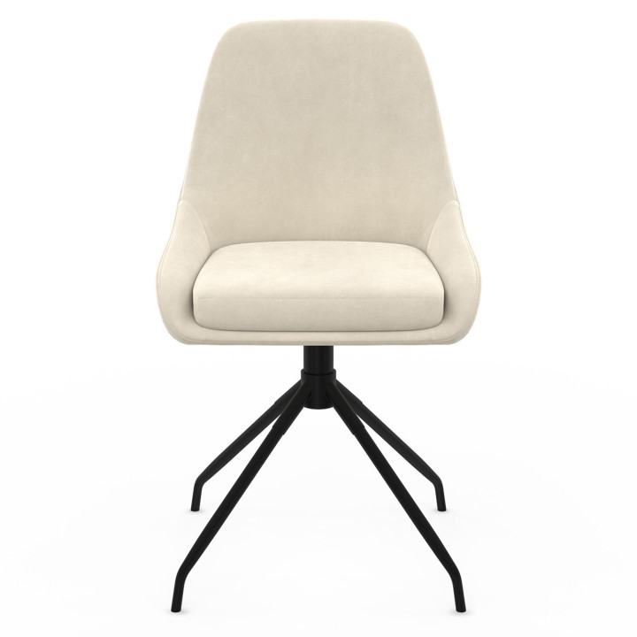 Lot de 4 chaises pivotantes THALYA en velours beige avec accoudoirs