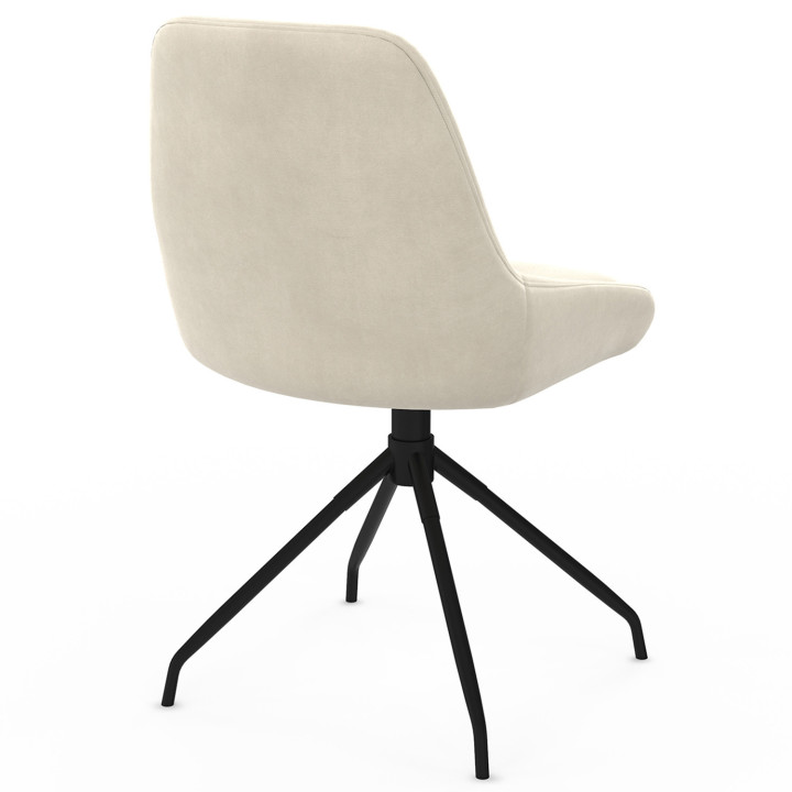 Lot de 4 chaises pivotantes THALYA en velours beige avec accoudoirs