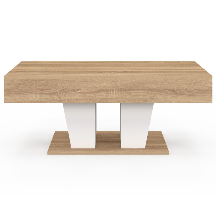 ELIAD houten en witte rechthoekige salontafel met hefblad