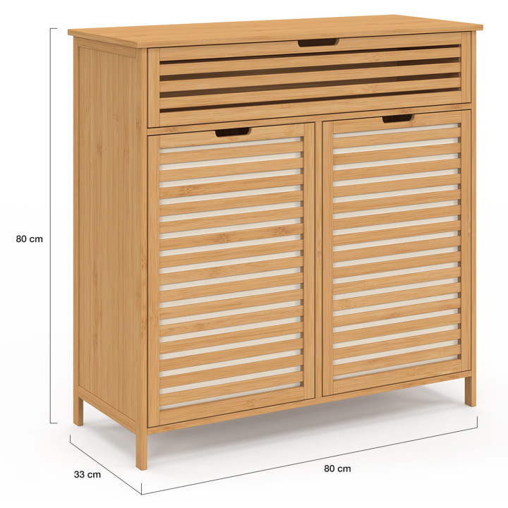 BEA bambú mueble de baño 2 cestas extraíbles 1 cajón tejido crudo