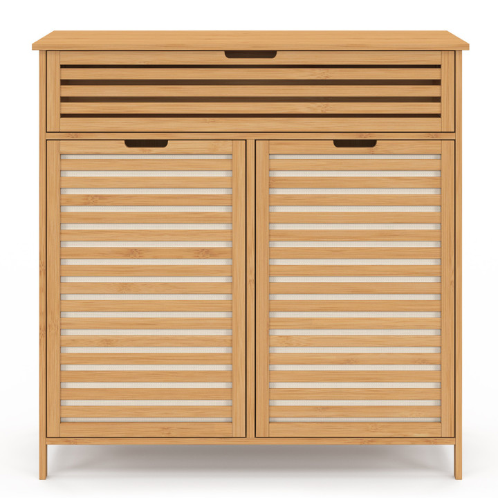 BEA bambú mueble de baño 2 cestas extraíbles 1 cajón tejido crudo