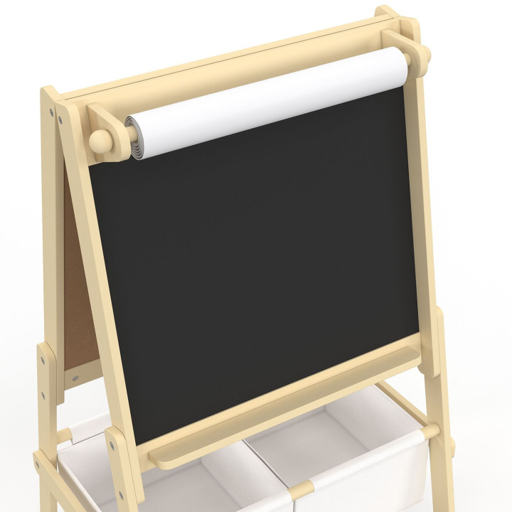 Cavalletto bifacciale 3 in 1 con rotolo di carta e 2 cestini portaoggetti