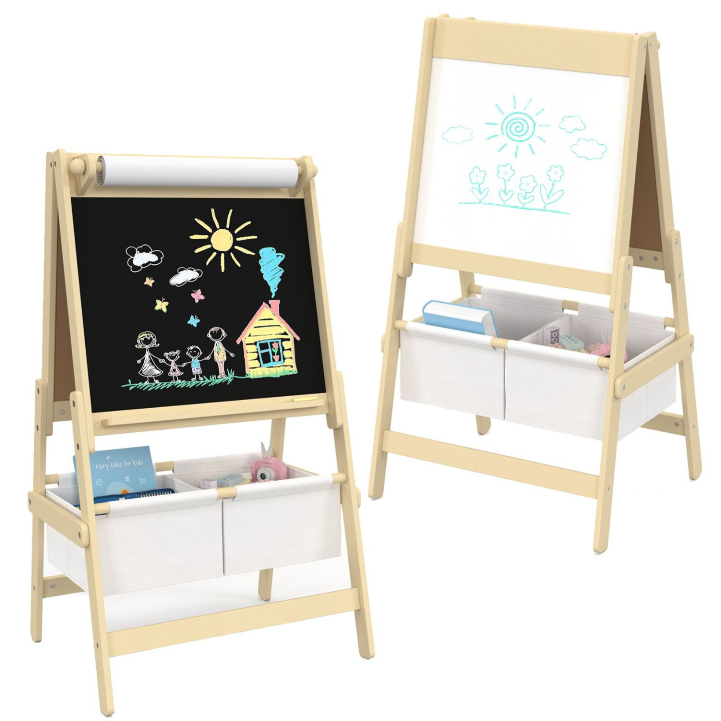 COSTWAY Tableau Enfant Double Face avec Chaise & Forme d'Arbre COSTWAY Tableau Enfant Double Face avec Chaise & Forme d'Arbre