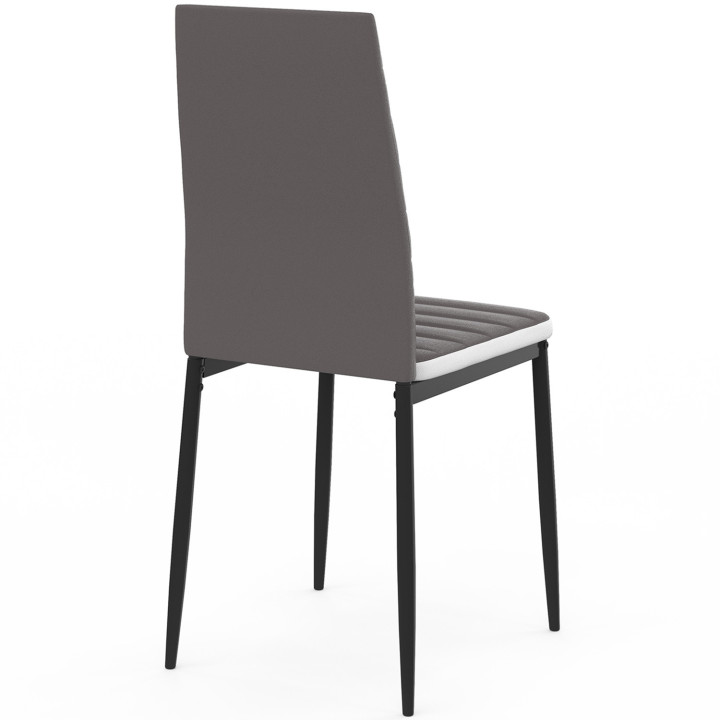 Lot de 6 chaises ROMANE grises bandeau blanc pour salle à manger