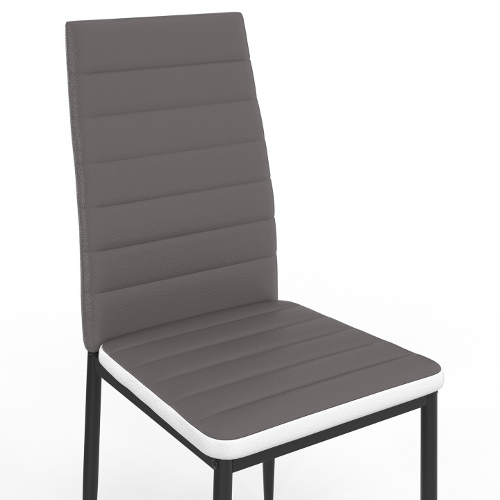 Set 6 grijs-witte stoelen voor de eetkamer - ROMANE | ID Market
