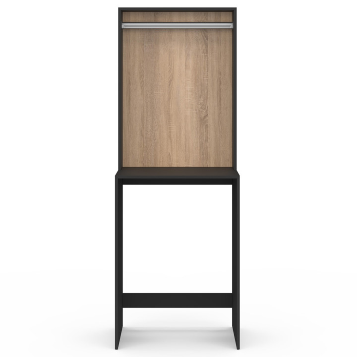 WALLIS opzetstuk voor wasmachine met hangruimte, zwart en beukeneffect hout