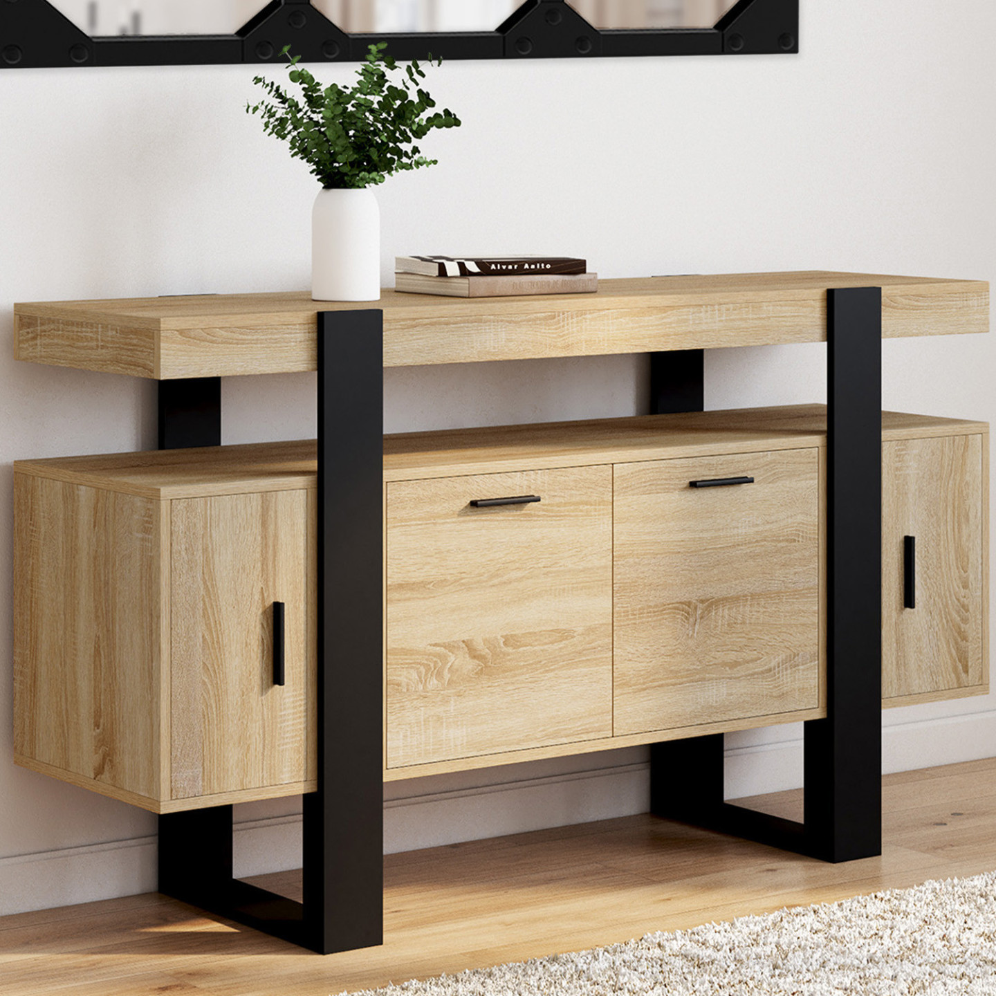 DMORA - Credenza Moderna, Madia Di Design A 3 Ante, Made In Italy