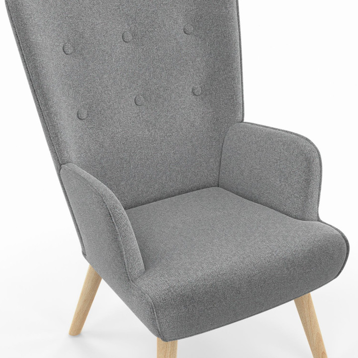 Fauteuil scandinave IVAR en tissu gris clair