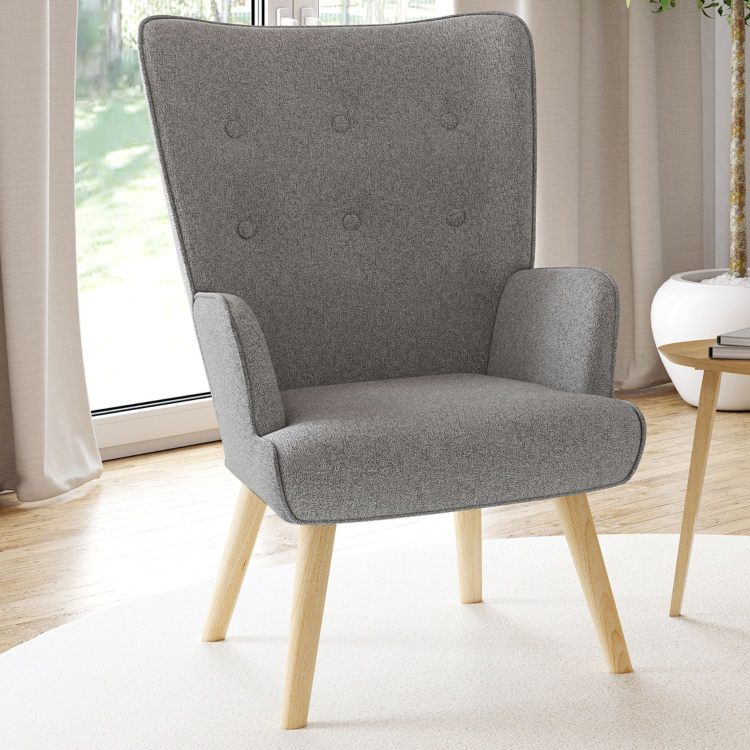 Fauteuil design scandinave gris clair