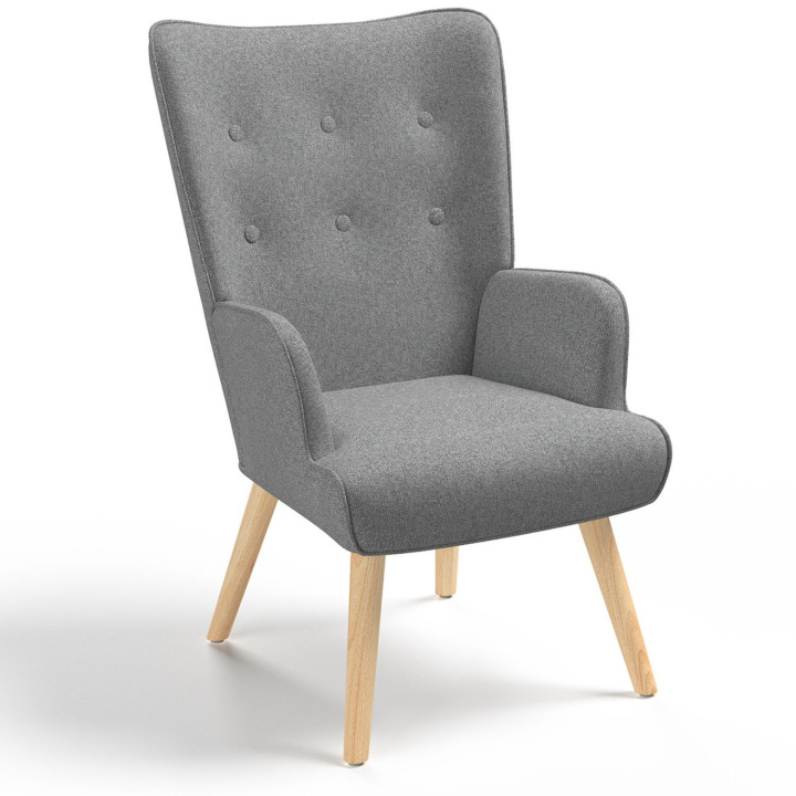Fauteuil scandinave IVAR en tissu gris clair