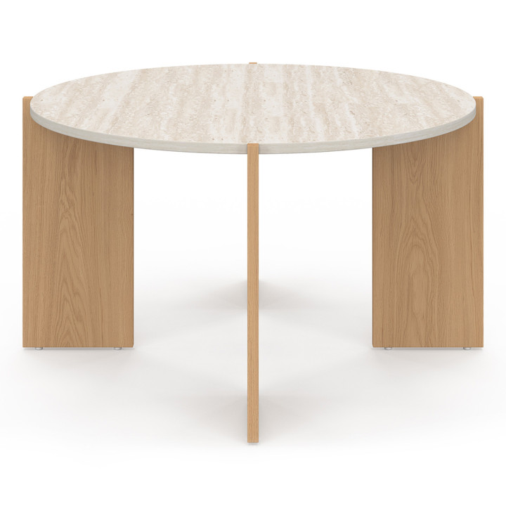 Table basse ronde ARMONIA 73 cm effet travertin