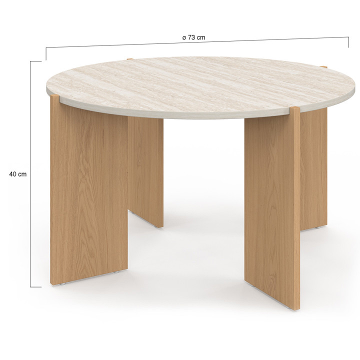ARMONIA ronde salontafel 73 cm travertin effect