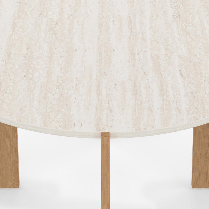 Runder Couchtisch ARMONIA 73 cm Travertin-Effekt - ARMONIA | IdMarket