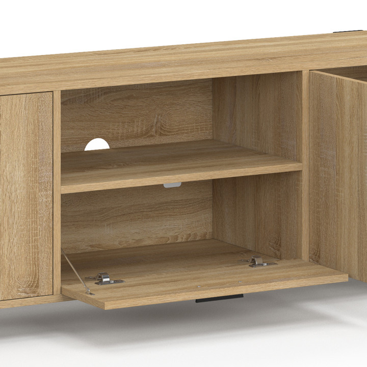 Ensemble meuble TV avec étagères 200 cm PHOENIX bois et noir