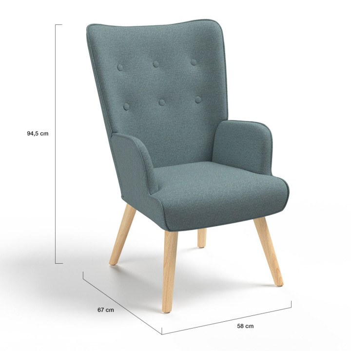 Sillón escandinavo en tejido verde eucalipto - IVAR | ID Market