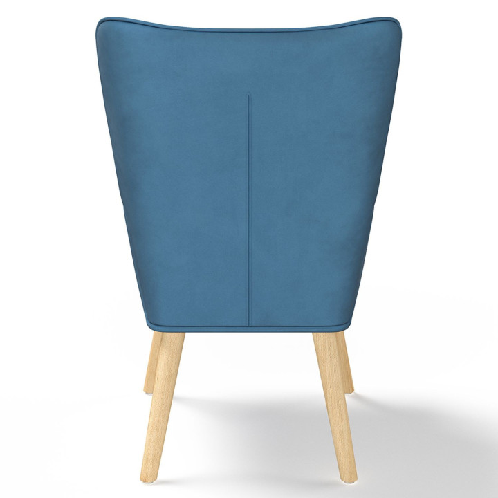 Skandinavischer Patchwork-Sessel aus blauem Samt mit Fußstütze - IVAR | ID Market