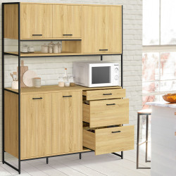Küchenbuffet 140 cm DETROIT 5 Türen + 3 Schubladen Industriedesign
