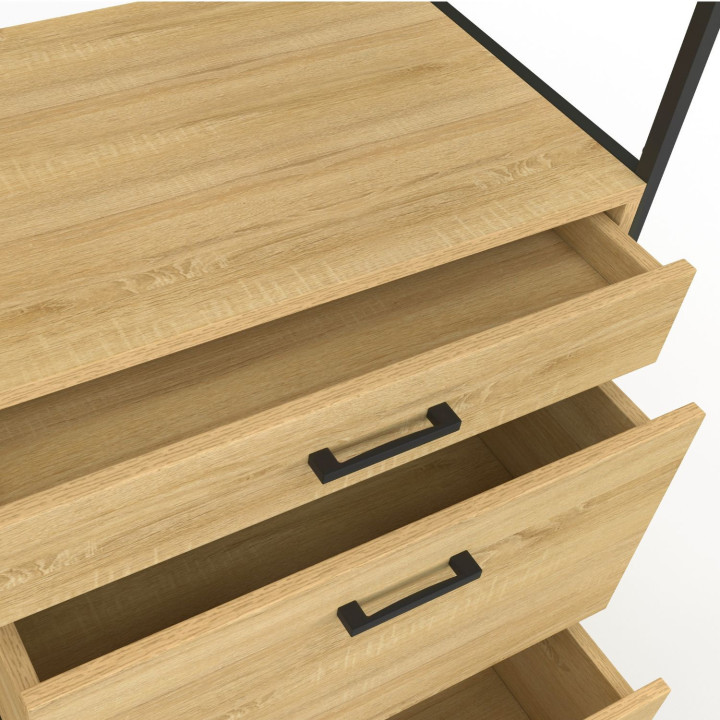 Industrieel design 140 cm DETROIT keukenbuffet met 5 deuren en 3 lades