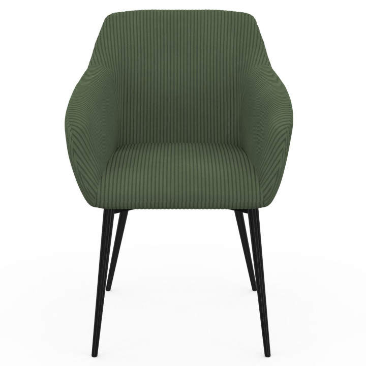 Set di 2 poltrone da tavolo in velluto a coste color kaki - JANY | ID Market