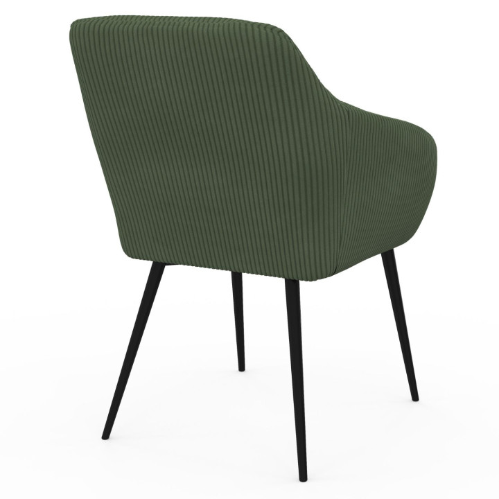 Lot de 2 chaises de salle à manger, fauteuils de table JANY en velours côtelé vert kaki