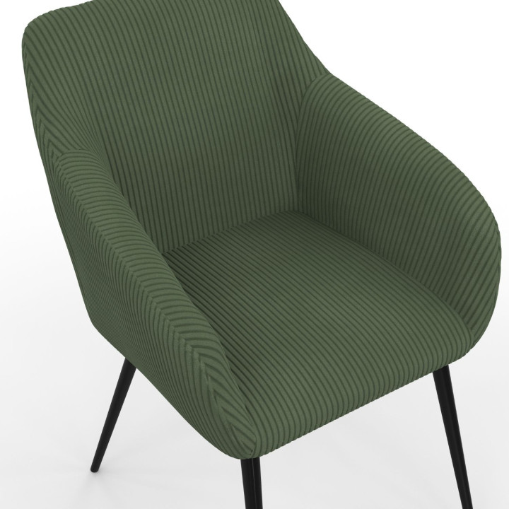 Set di 2 poltrone da tavolo in velluto a coste color kaki - JANY | ID Market