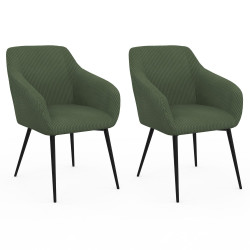 Juego de 2 sillones de mesa de pana color caqui - JANY | ID Market