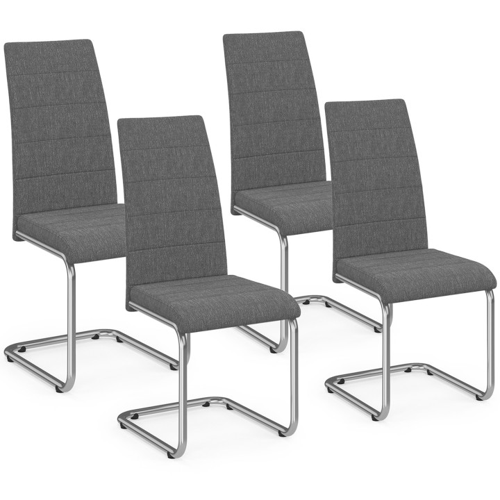 Lot de 4 chaises MIA en tissu gris anthracite pour salle à manger