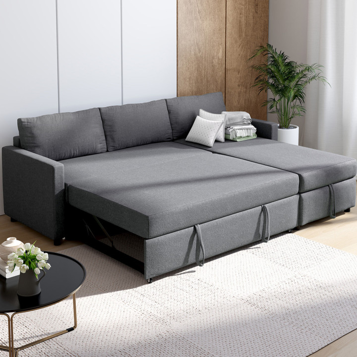 Sofá cama de tela gris marengo - NOAH | ID Market