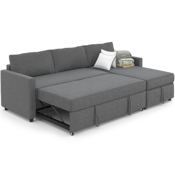 Divano letto in tessuto grigio antracite - NOAH | ID Market